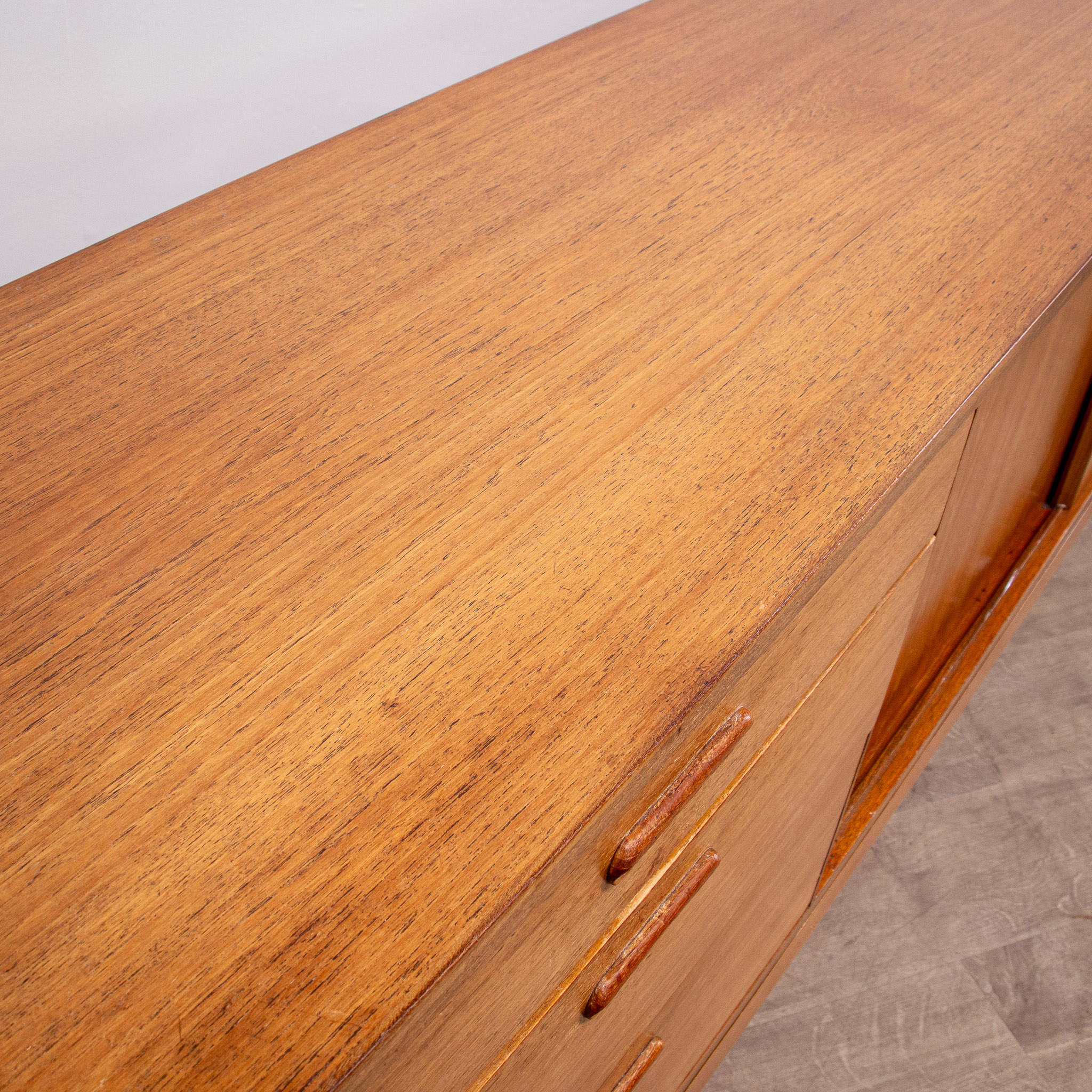 Long Mid Century Teak Sideboard