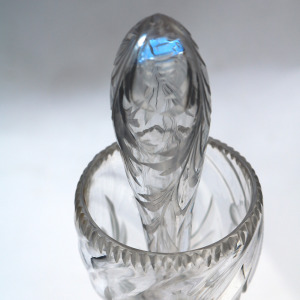 An antique tall & unusual Art Nouveau glass engraved Liquor Wine Decanter C.1890