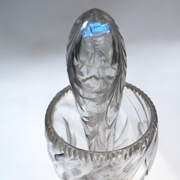An antique tall & unusual Art Nouveau glass engraved Liquor Wine Decanter C.1890 - Image 4