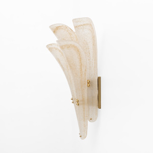 Pair of 20th Century Modern Sconces in Frosted Murano glass and Gold Leaf