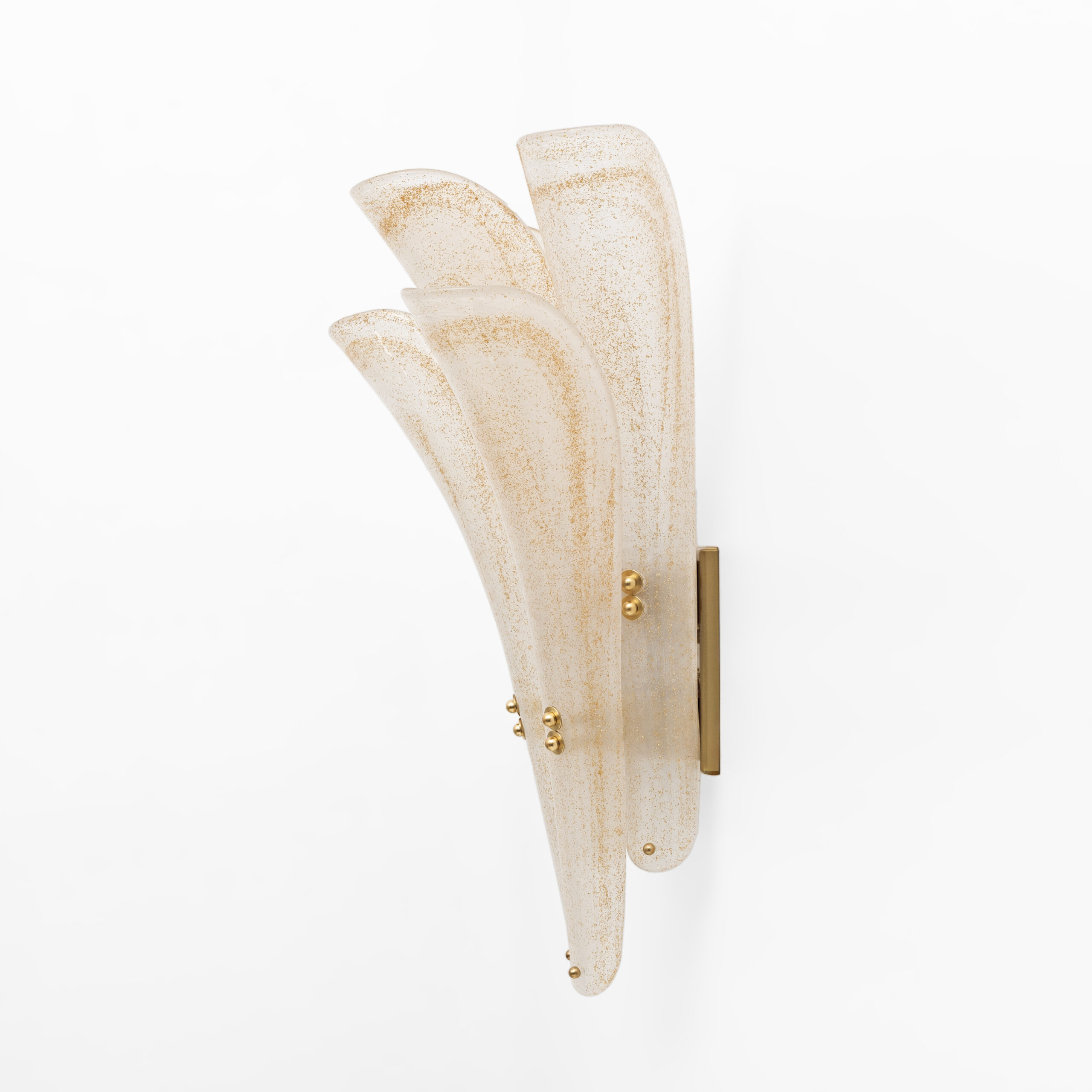 Pair of 20th Century Modern Sconces in Frosted Murano glass and Gold Leaf