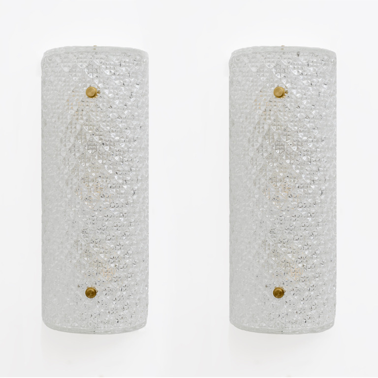 Pair of Modern Italian Murano Glass Textured Wall Sconces