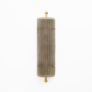 Pair of Art Deco Style Smoked Murano Glass and Brass Sconces