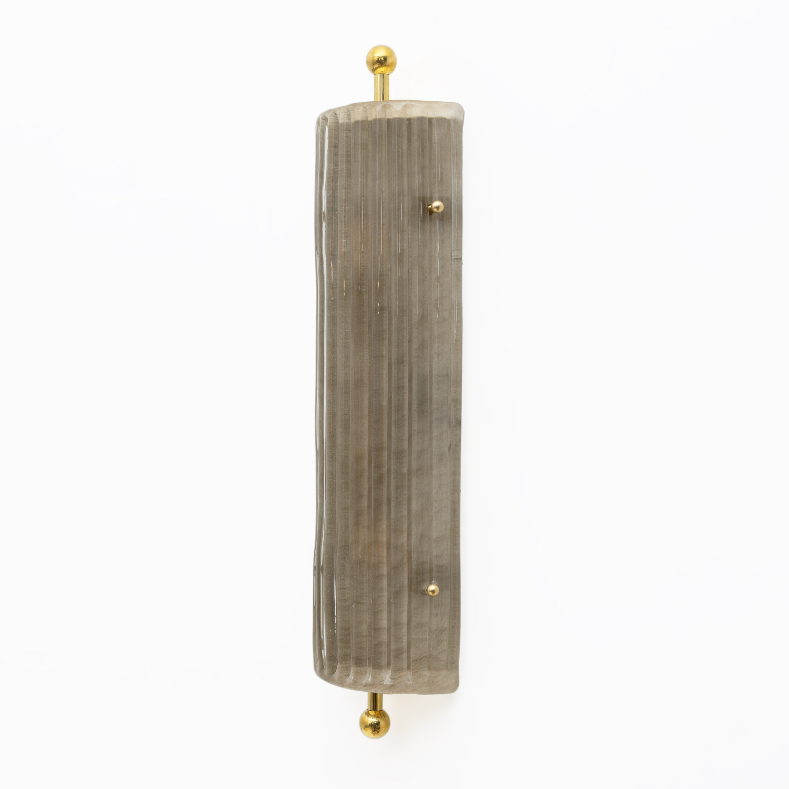 Pair of Art Deco Style Smoked Murano Glass and Brass Sconces