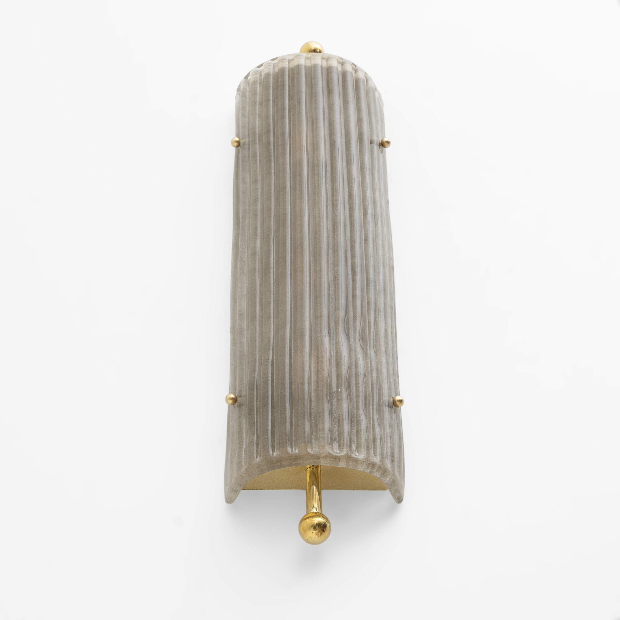 Pair of Art Deco Style Smoked Murano Glass and Brass Sconces