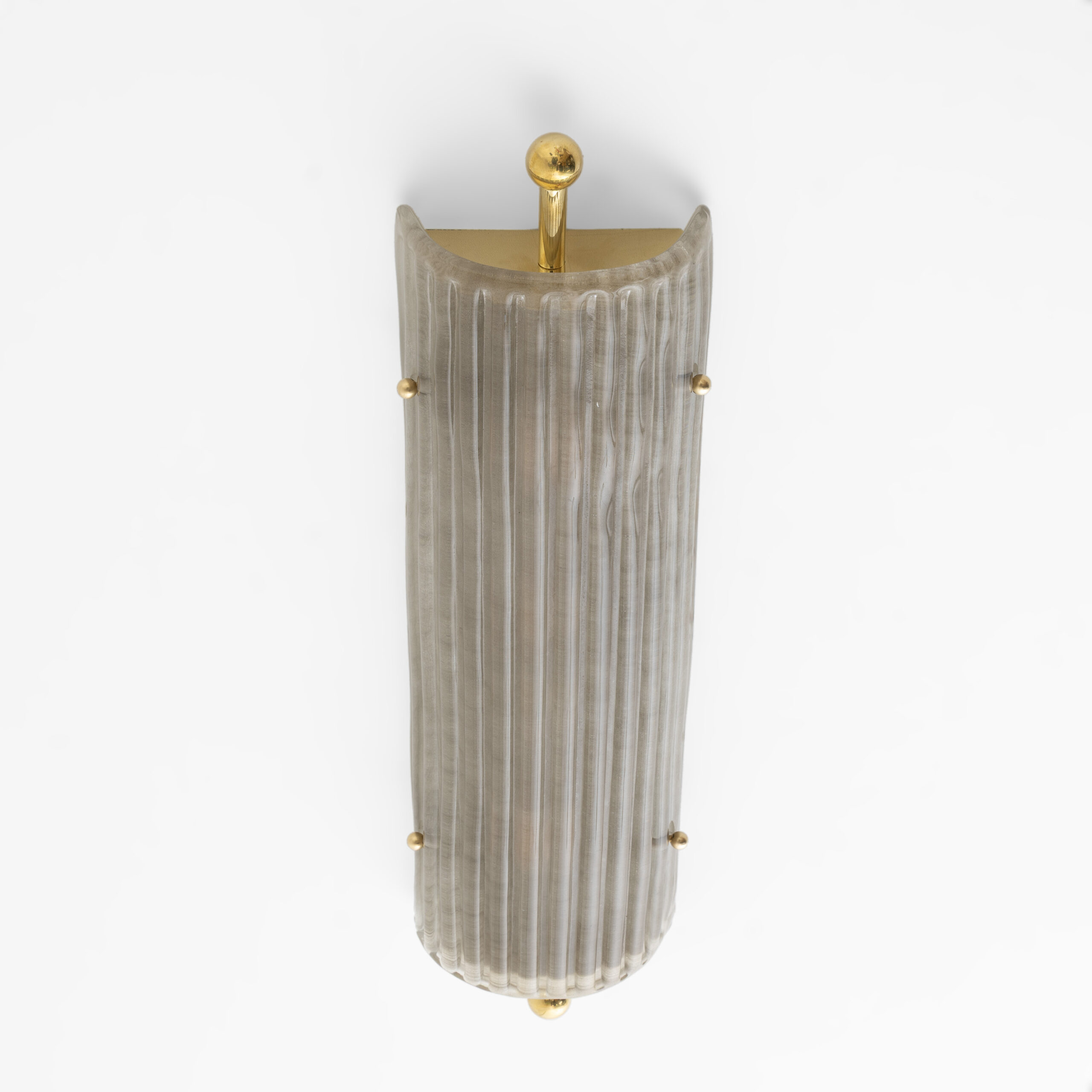 Pair of Art Deco Style Smoked Murano Glass and Brass Sconces