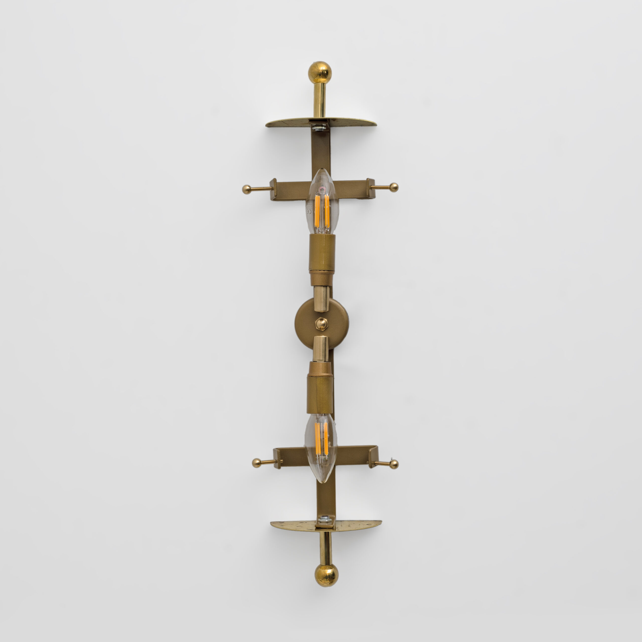 Pair of Art Deco Style Smoked Murano Glass and Brass Sconces