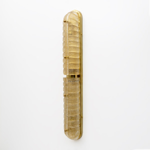 Pair of Art Deco Style Gold Murano Glass and Brass Sconces
