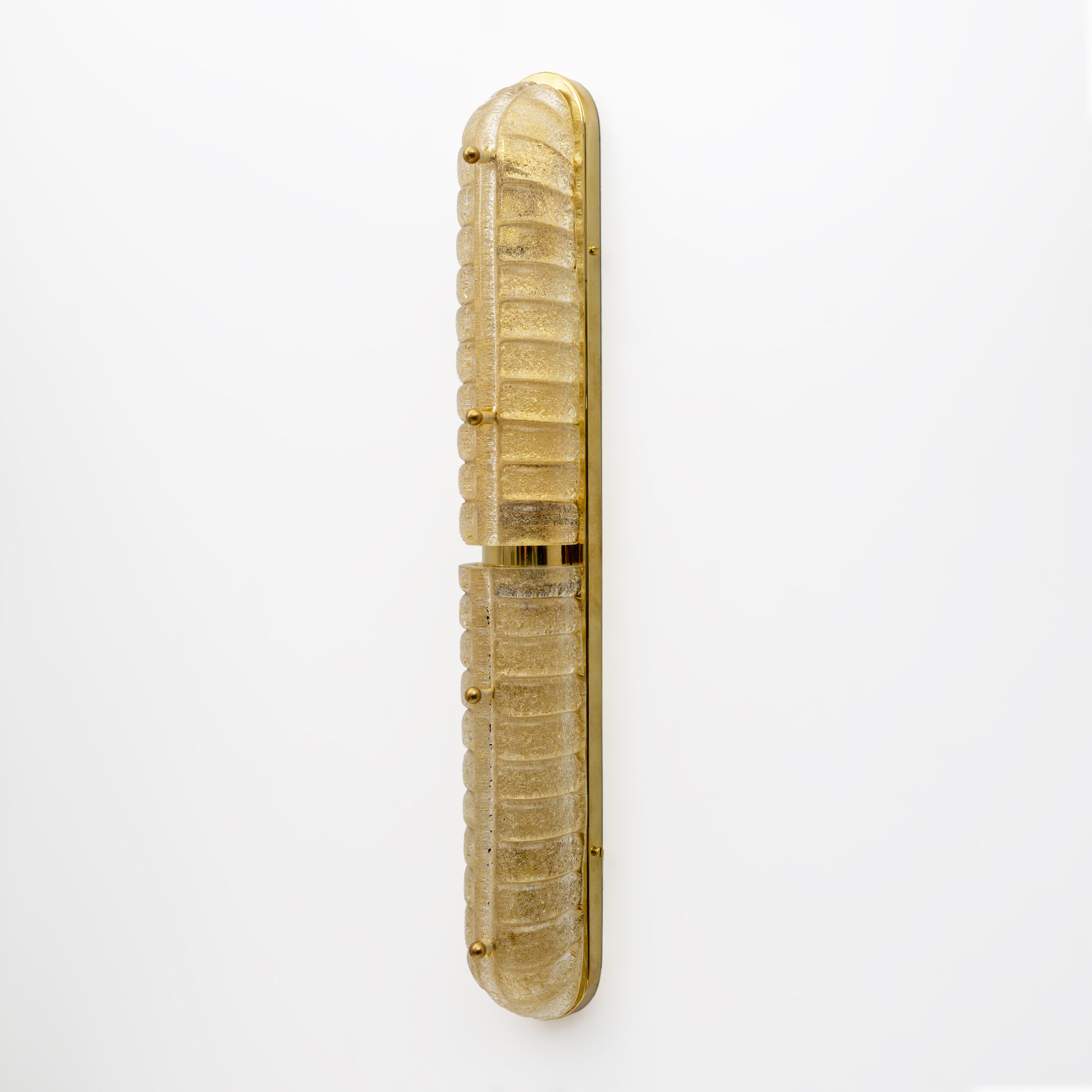 Pair of Art Deco Style Gold Murano Glass and Brass Sconces