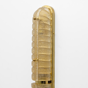 Pair of Art Deco Style Gold Murano Glass and Brass Sconces