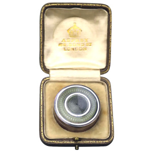A very rare antique Asprey sterling solid silver and enamel Pill Box C.1909