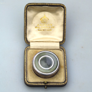 A very rare antique Asprey sterling solid silver and enamel Pill Box C.1909