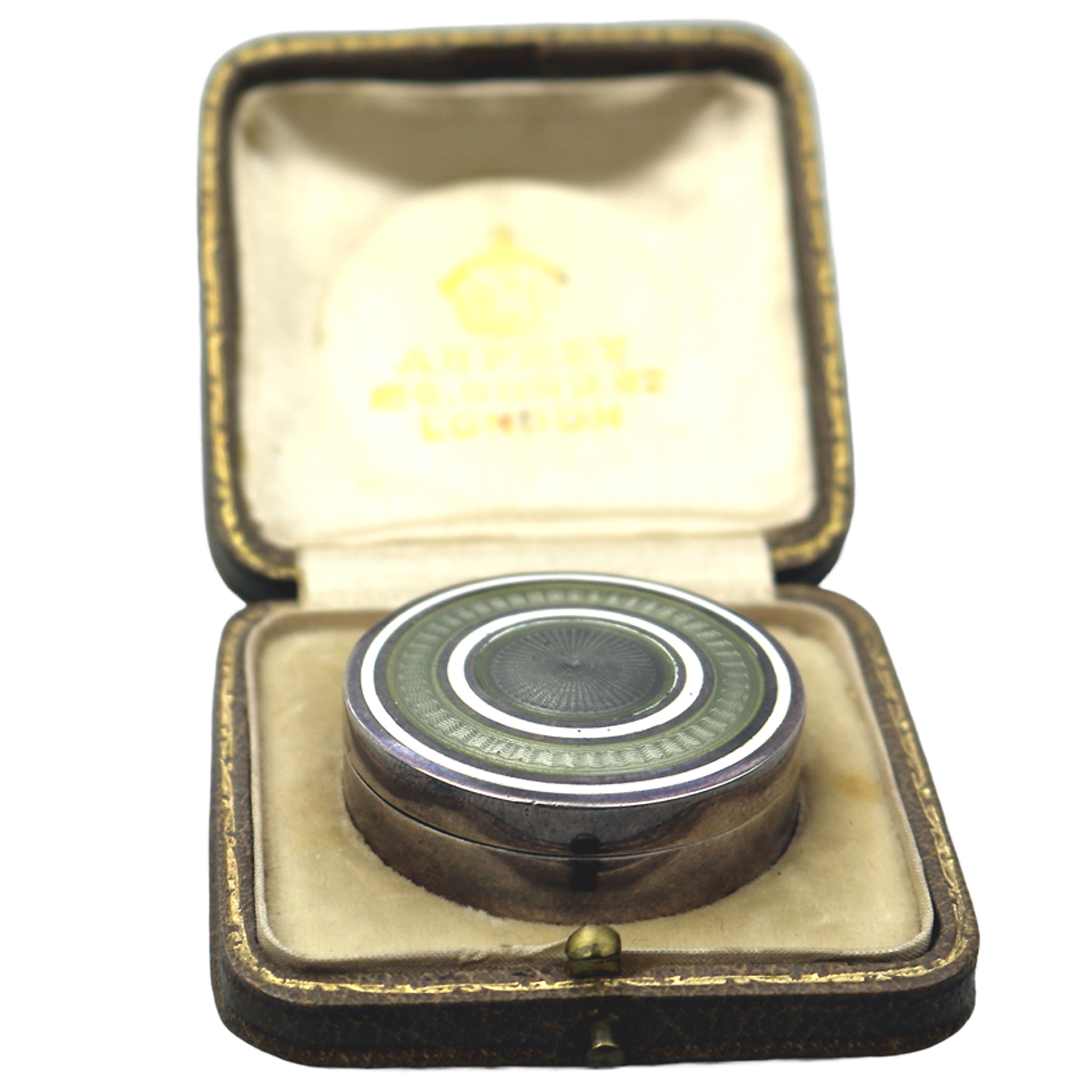 A very rare antique Asprey sterling solid silver and enamel Pill Box C.1909