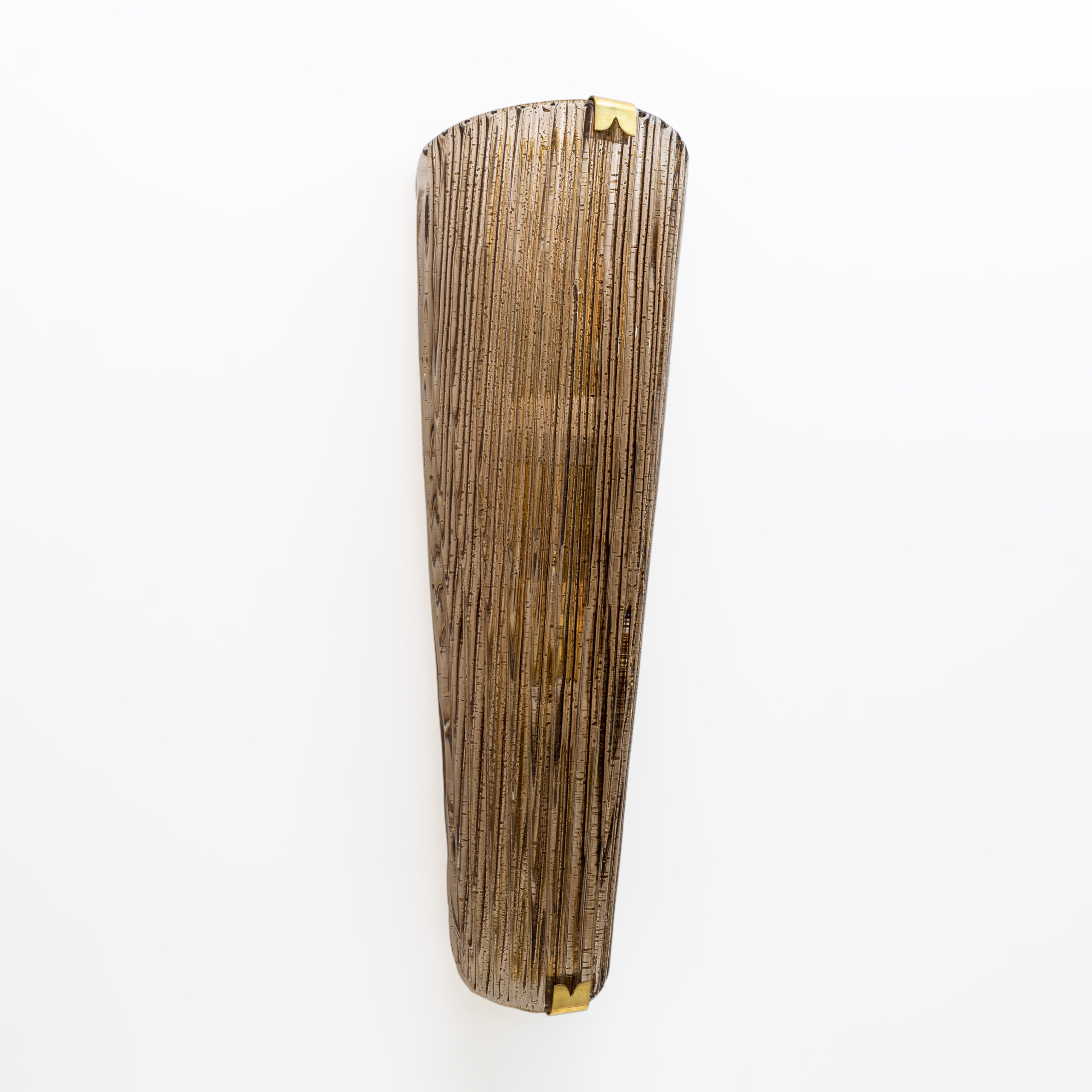 Pair of Modern Amber Murano Glass and Brass Sconces