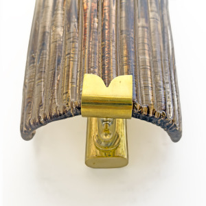 Pair of Modern Amber Murano Glass and Brass Sconces