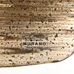 Pair of Modern Amber Murano Glass and Brass Sconces