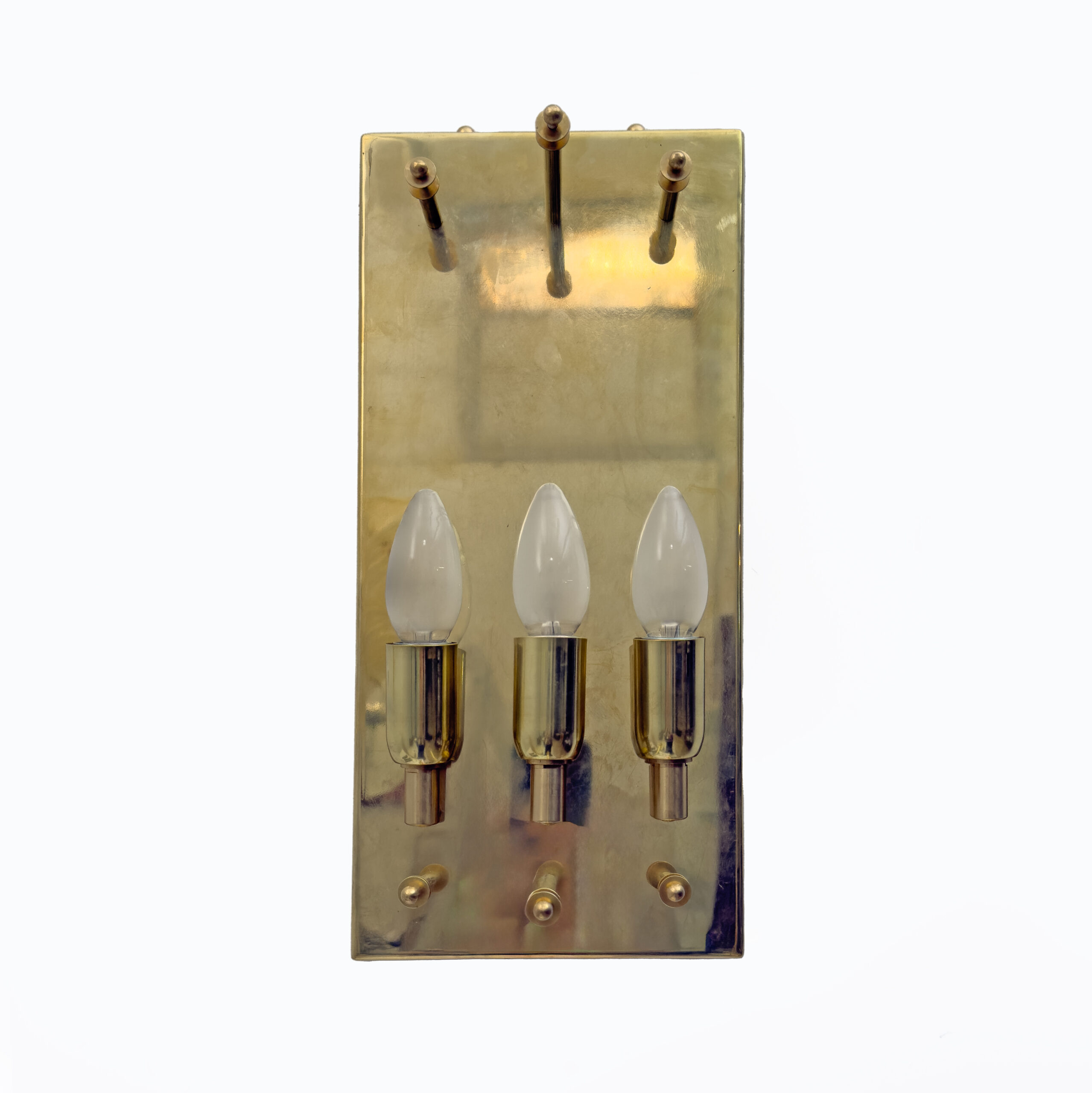 Pair of Modern Amber and Green Murano Glass and Brass Sconces