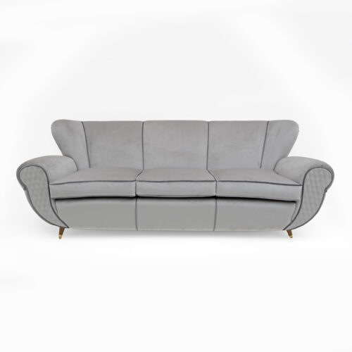 Attributed Guglielmo Ulrich Art Deco Italian Velvet Sofa, 1940s
