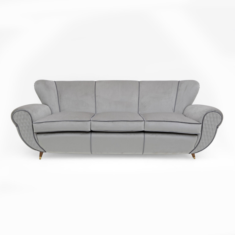 Attributed Guglielmo Ulrich Art Deco Italian Velvet Sofa, 1940s