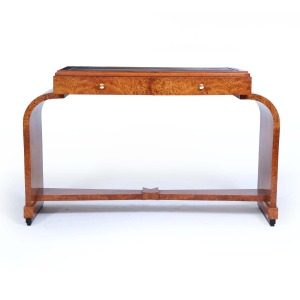French Art Deco Writing Table In Burr Yew
