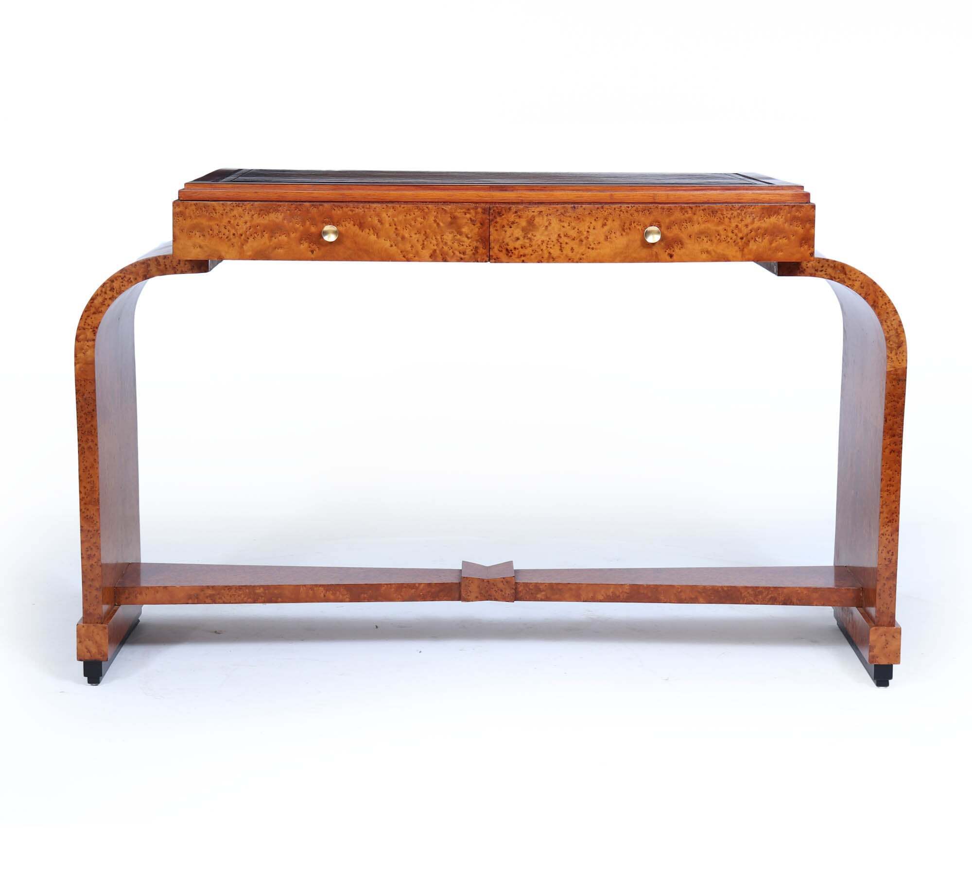 French Art Deco Writing Table In Burr Yew
