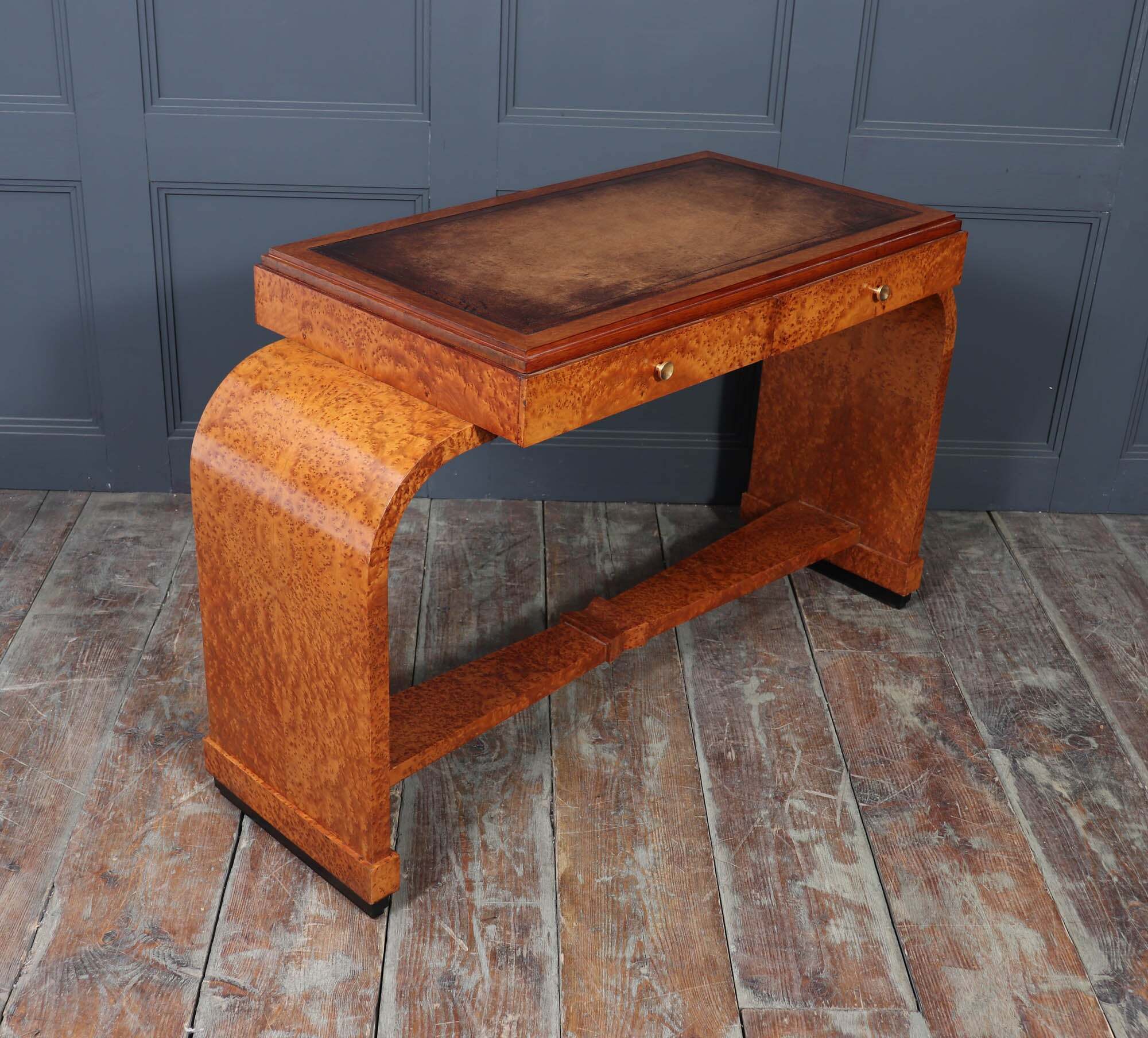 French Art Deco Writing Table In Burr Yew