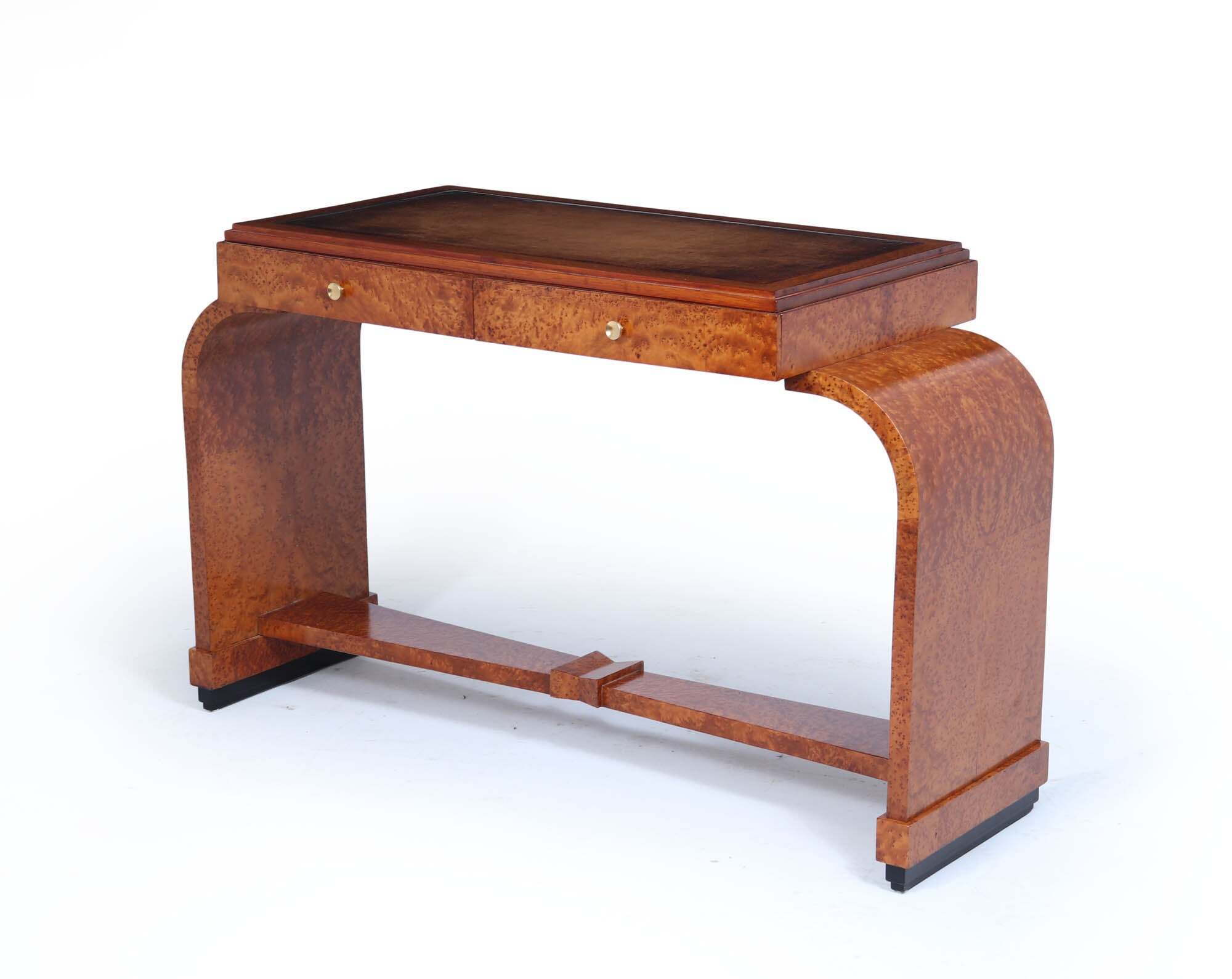 French Art Deco Writing Table In Burr Yew