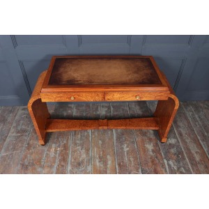 French Art Deco Writing Table In Burr Yew