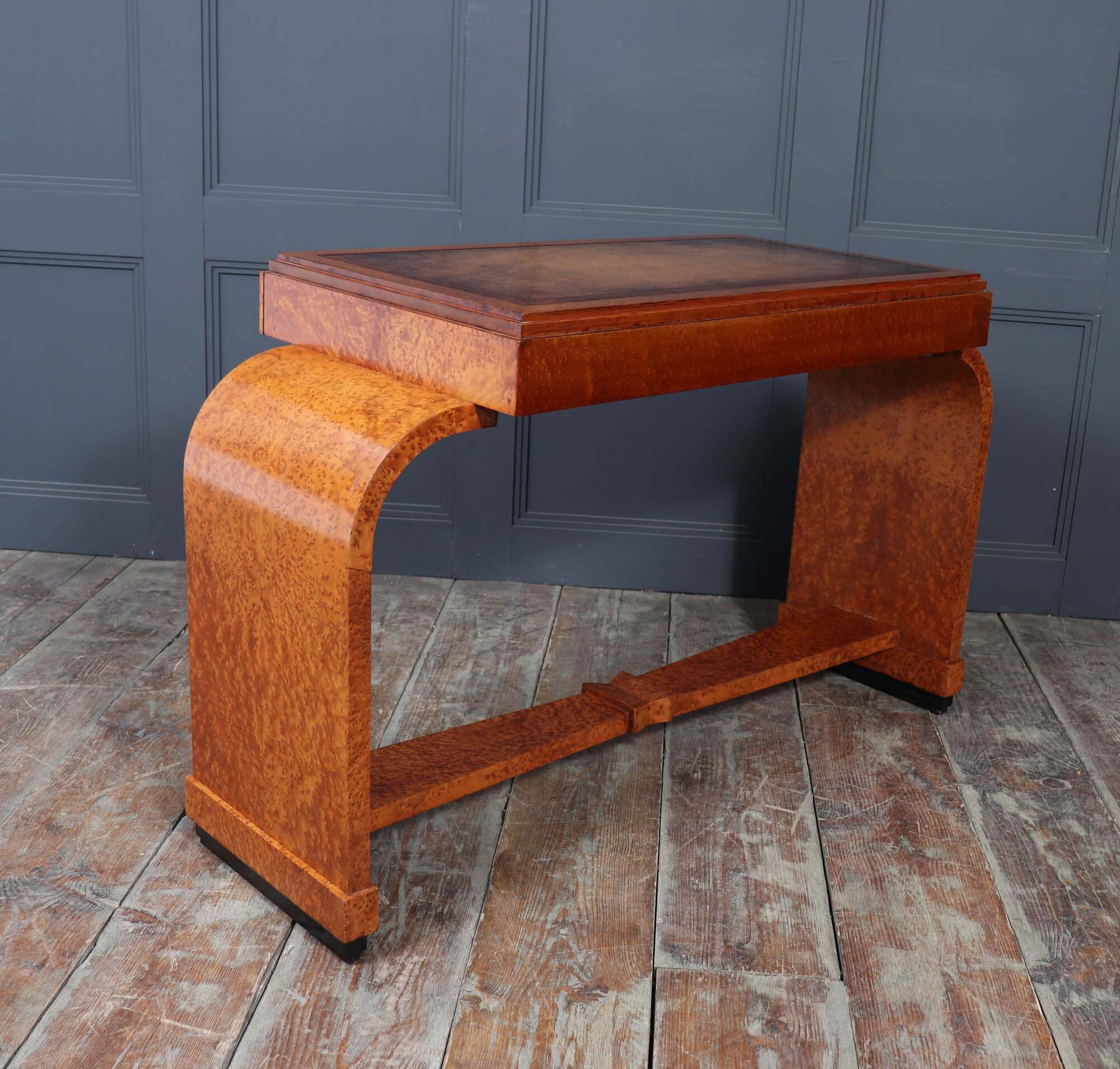 French Art Deco Writing Table In Burr Yew