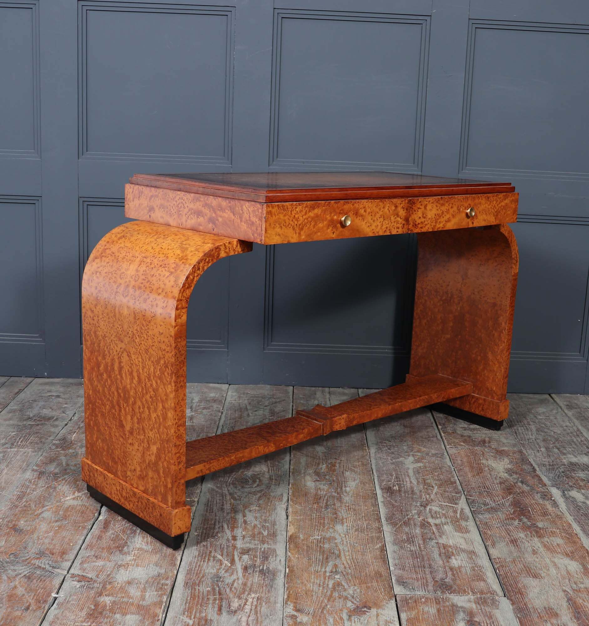 French Art Deco Writing Table In Burr Yew