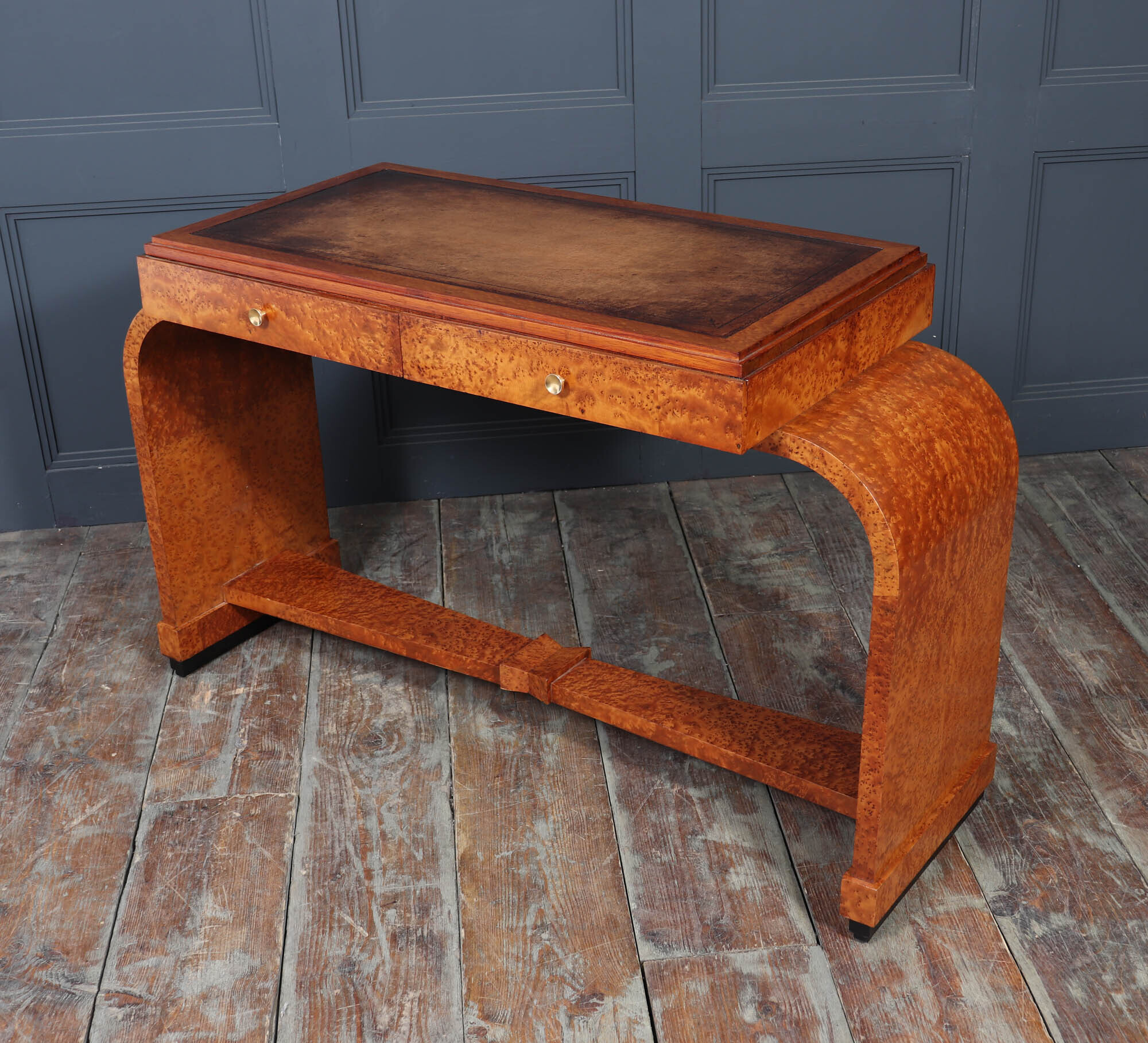 French Art Deco Writing Table In Burr Yew