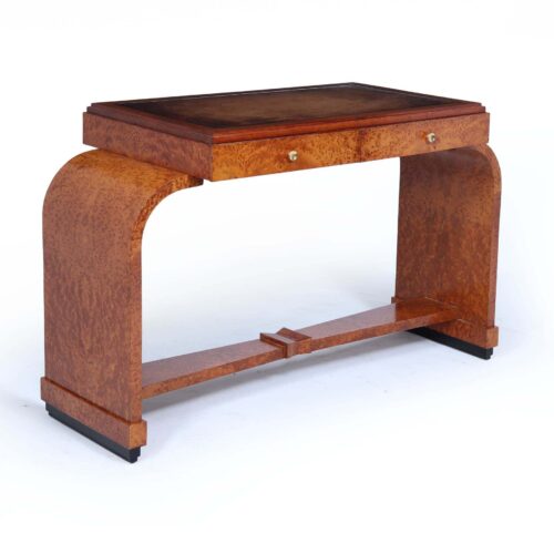 French Art Deco Writing Table In Burr Yew