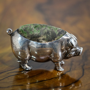 Edwardian Silver Pig Pin Cushion