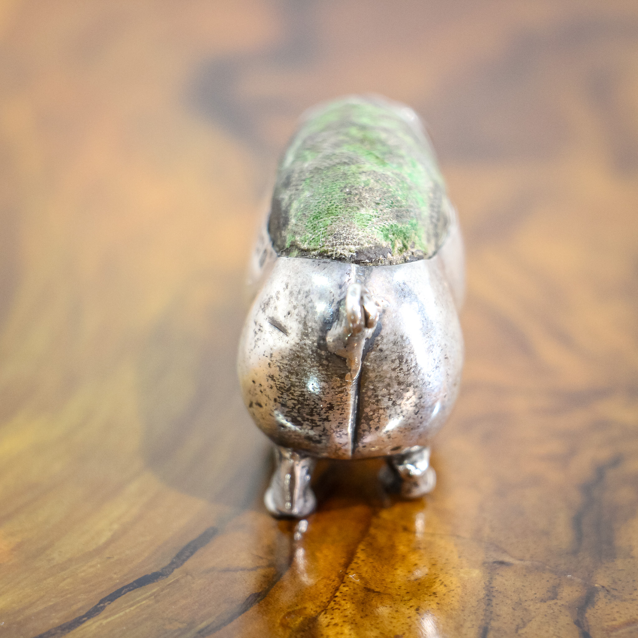 Edwardian Silver Pig Pin Cushion