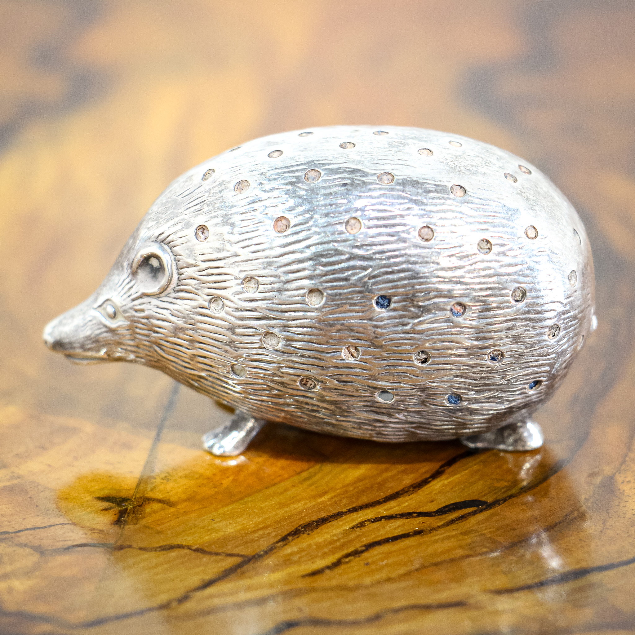 Rare Edwardian Silver Hedgehog Pin Cushion