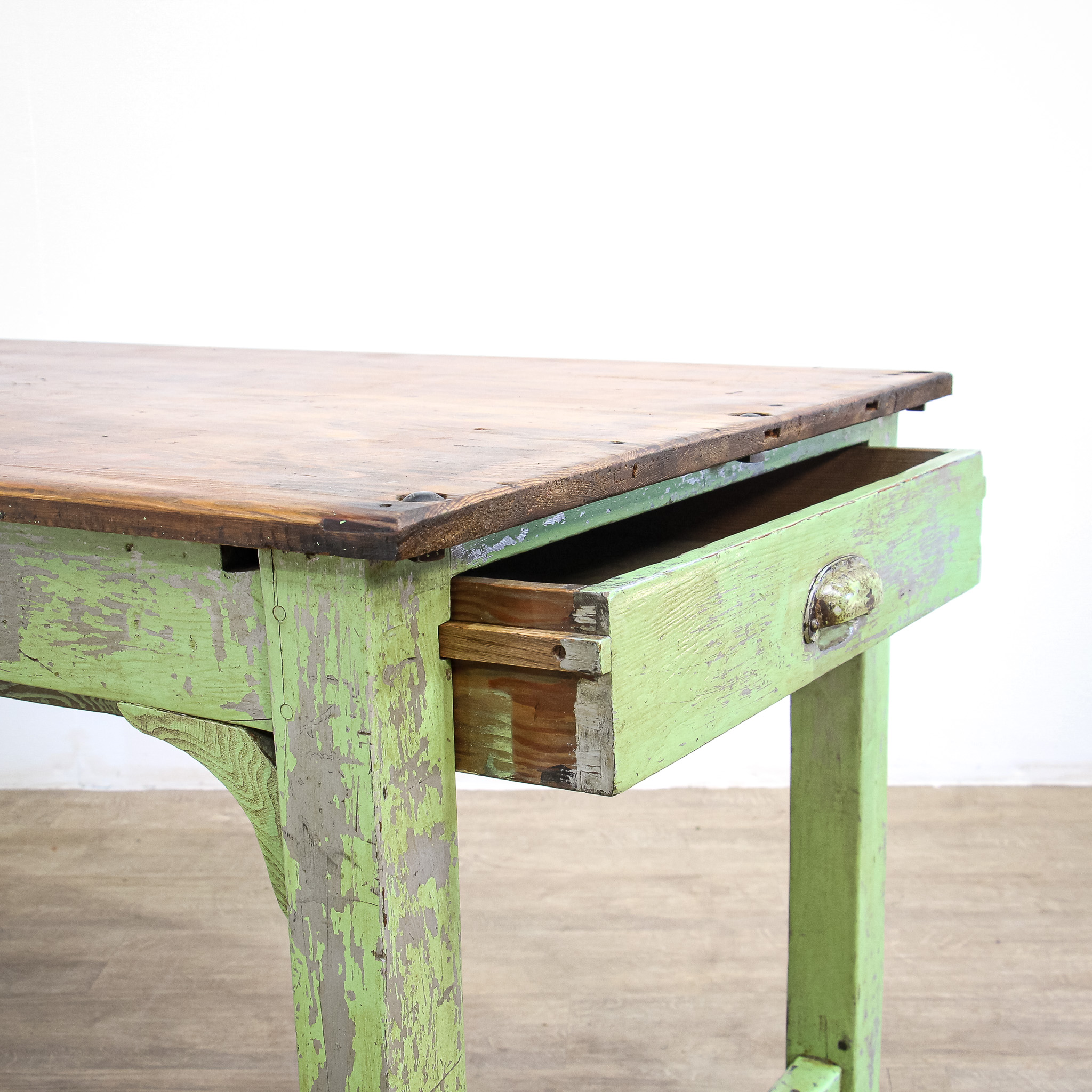Pine Kitchen Table with Two Drawers