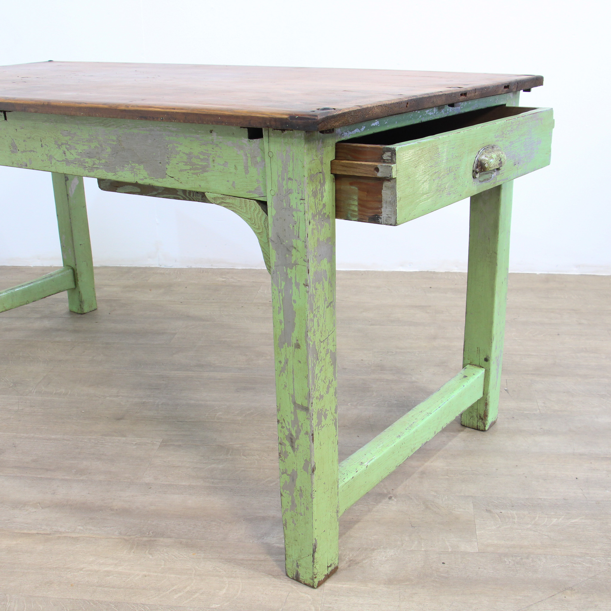 Pine Kitchen Table with Two Drawers