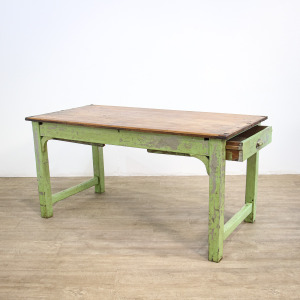 Pine Kitchen Table with Two Drawers