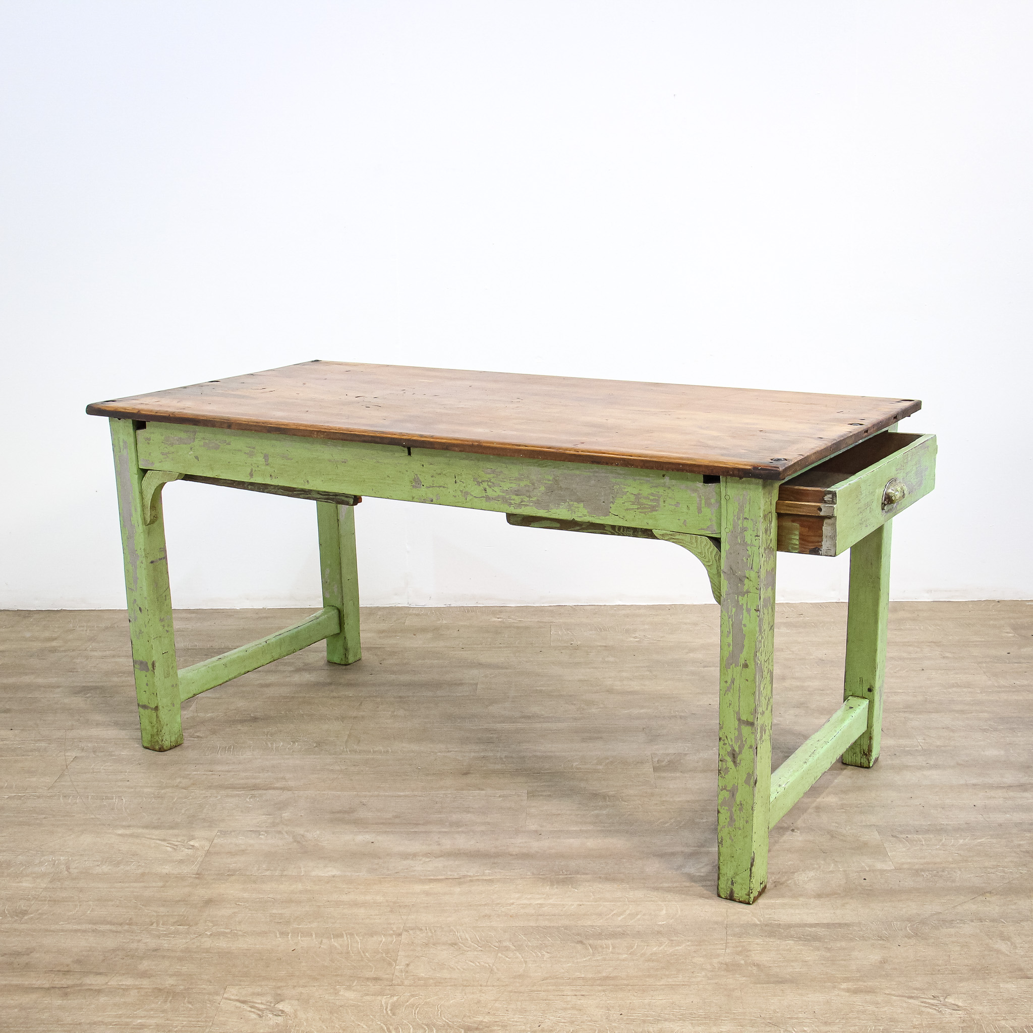 Pine Kitchen Table with Two Drawers