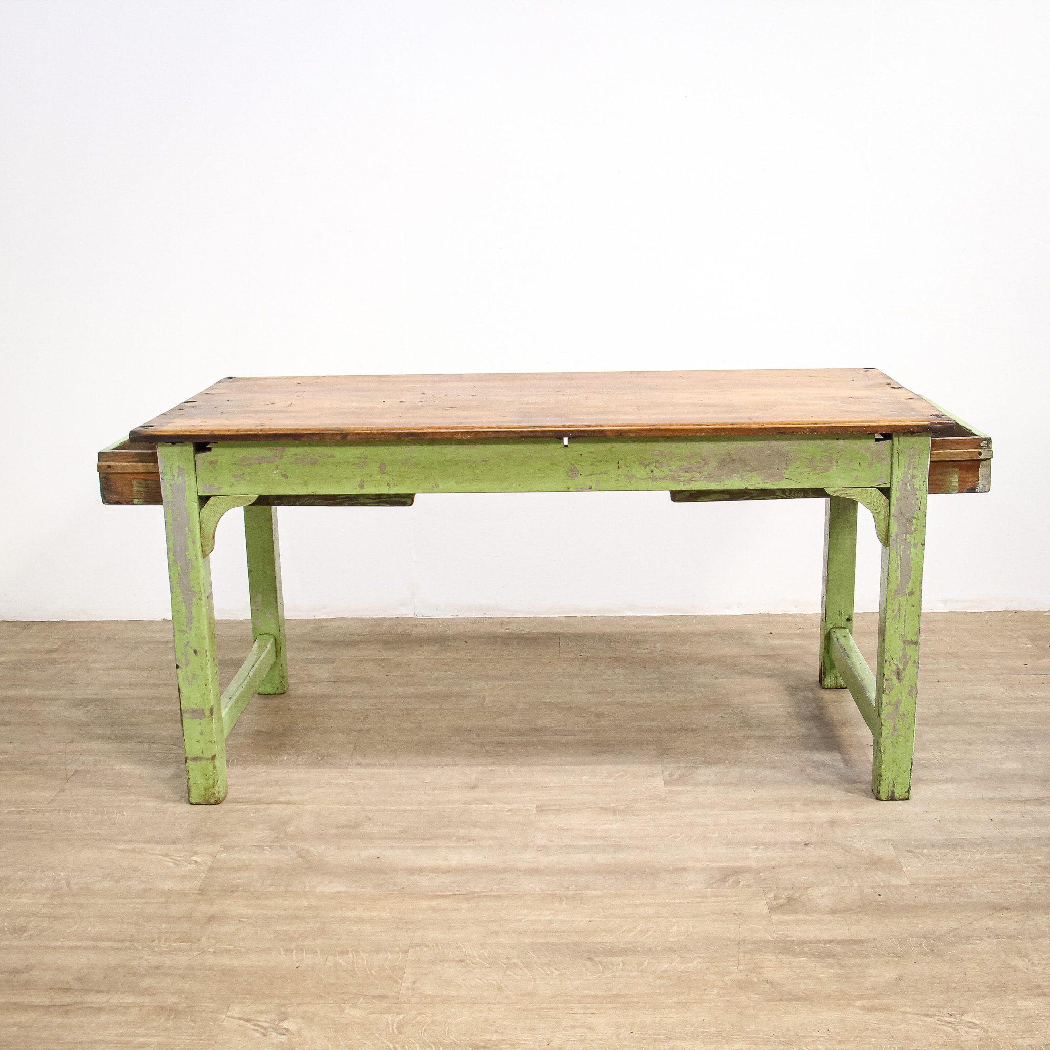 Pine Kitchen Table with Two Drawers
