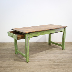 Pine Kitchen Table with Two Drawers