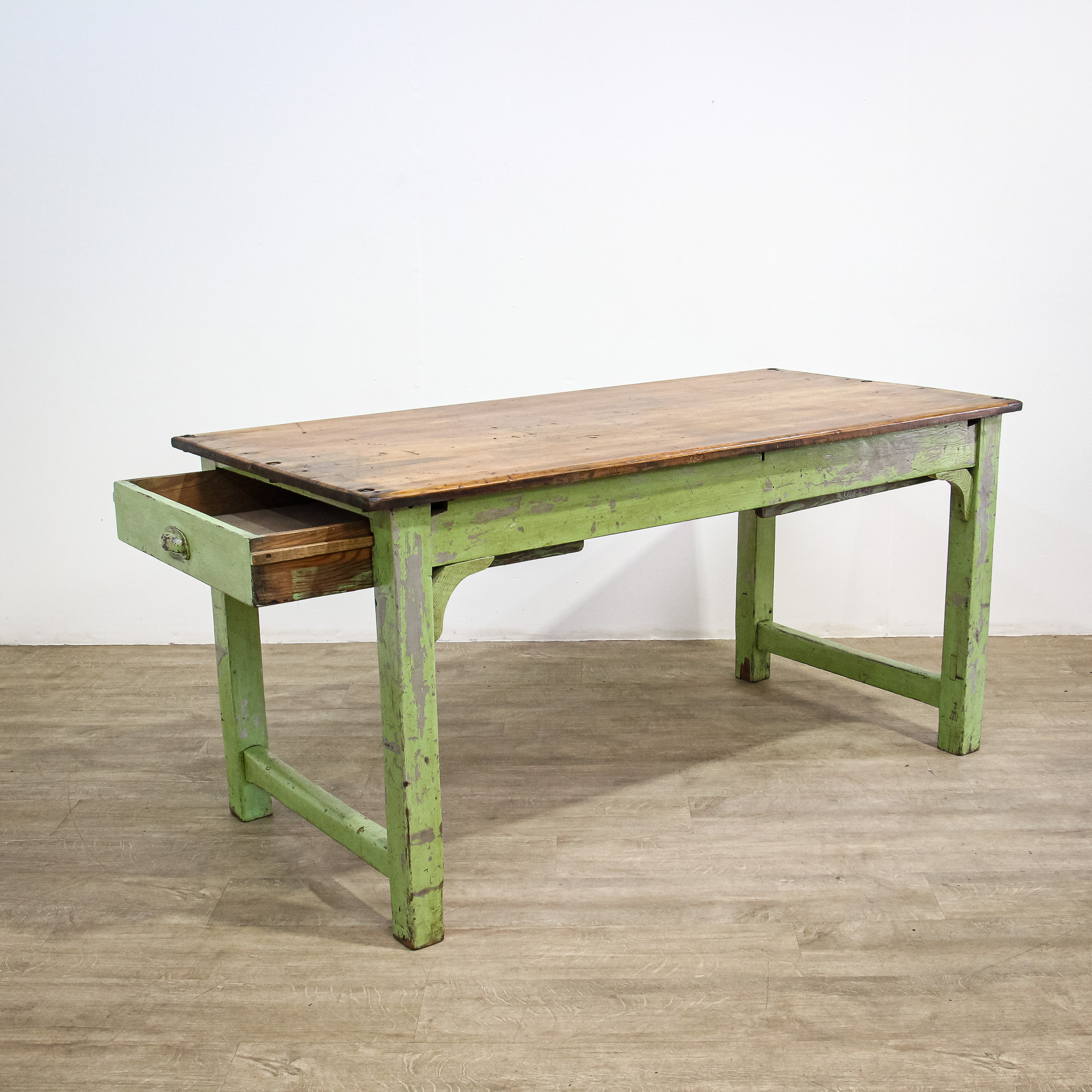 Pine Kitchen Table with Two Drawers