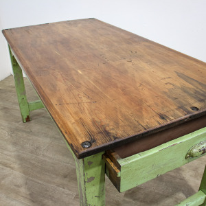 Pine Kitchen Table with Two Drawers