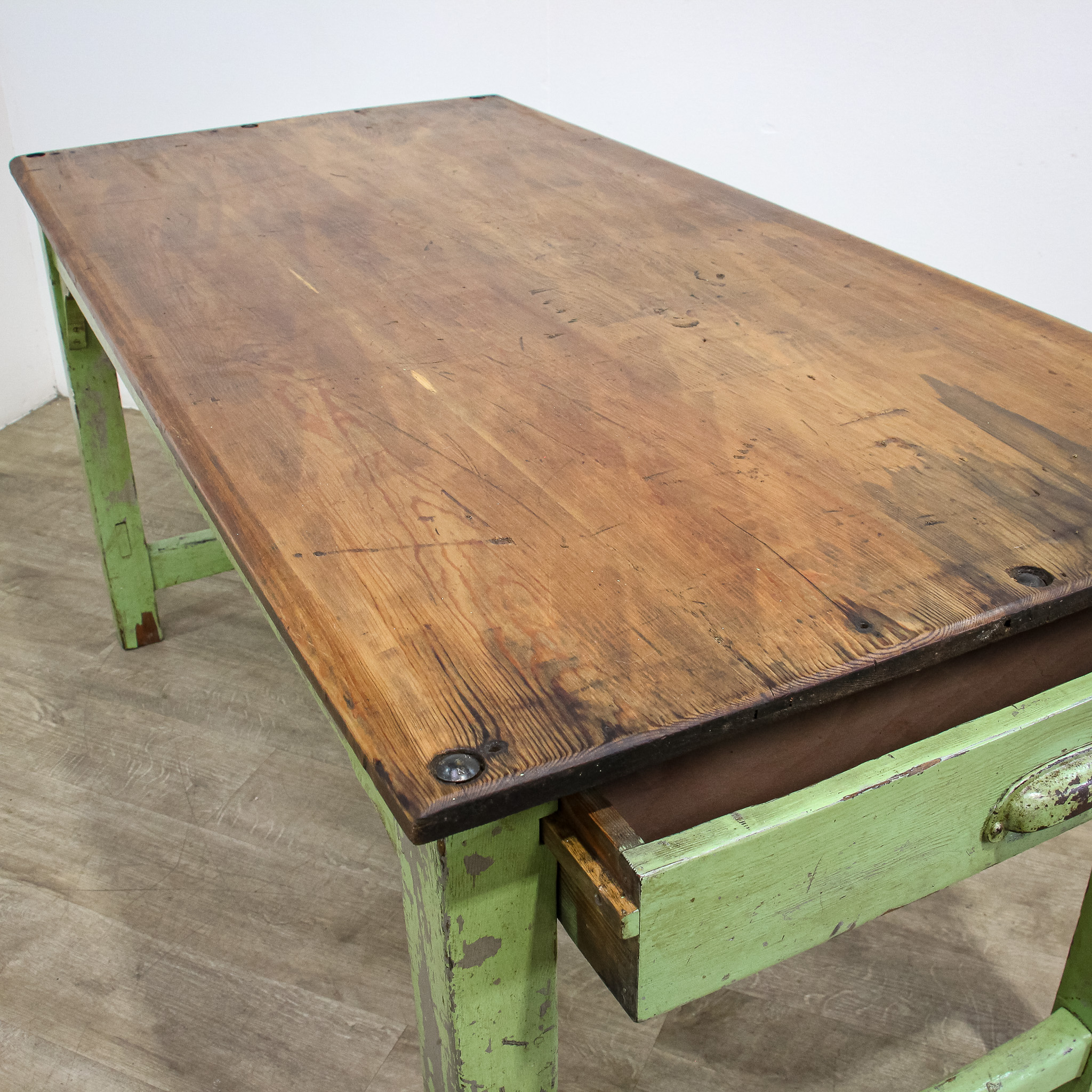 Pine Kitchen Table with Two Drawers