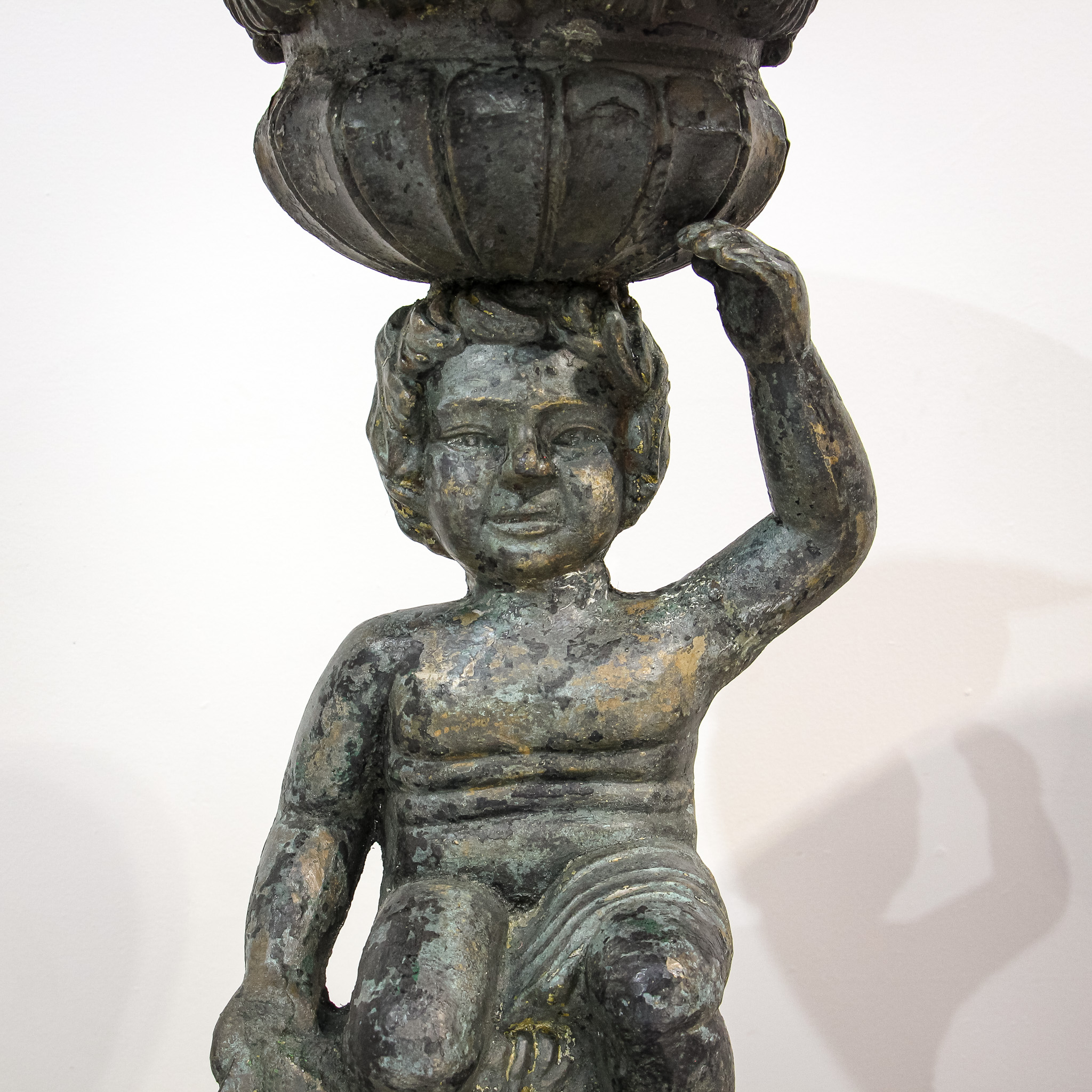 Pair of Sculptural Cast Iron Garden Planter Urns