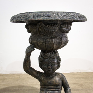 Pair of Sculptural Cast Iron Garden Planter Urns