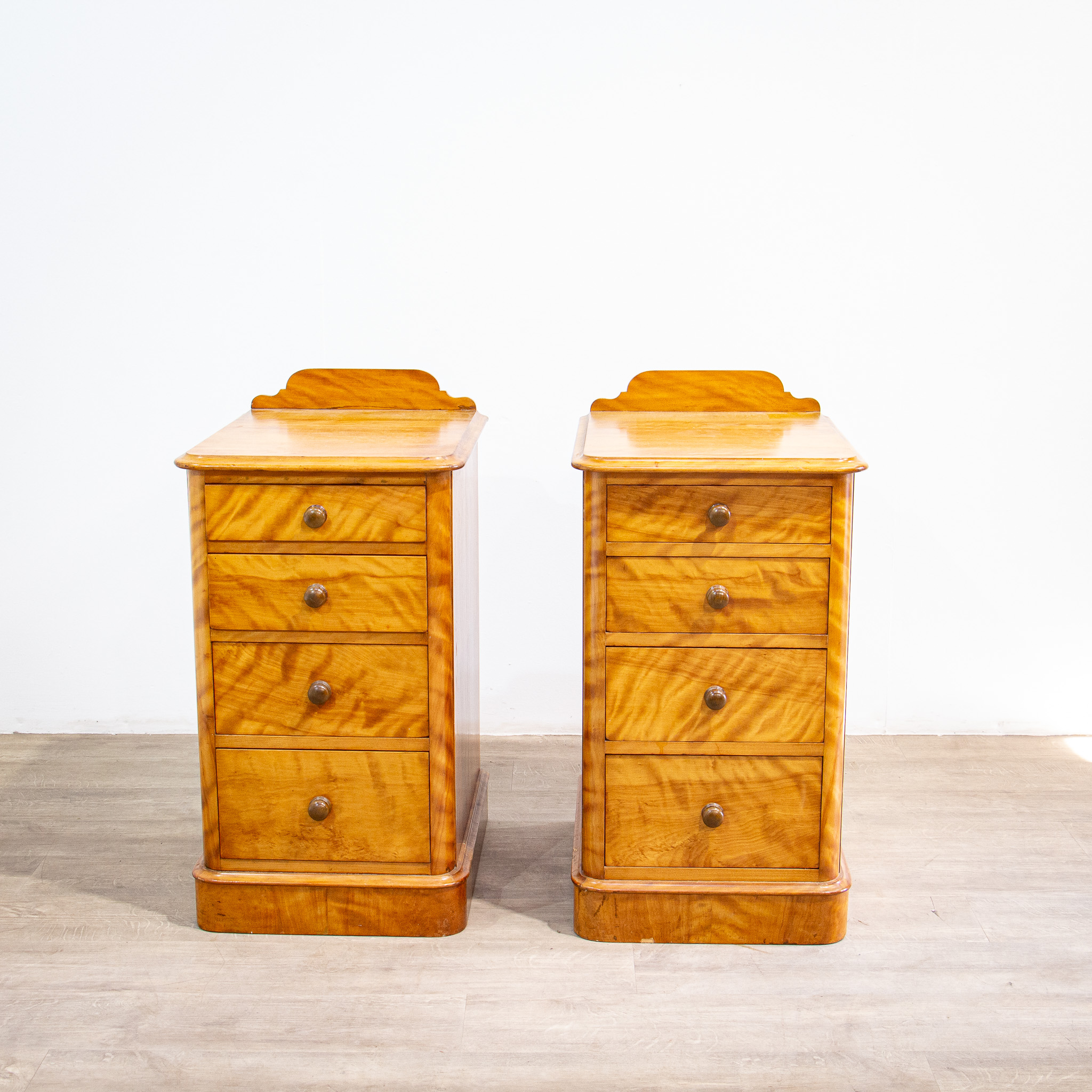 Pair of Deep Satin Birch Bedside Chests