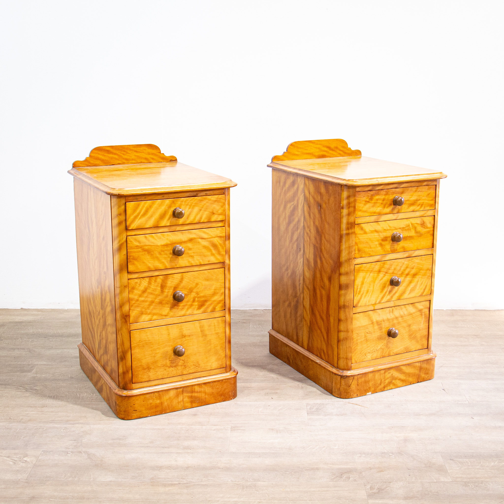 Pair of Deep Satin Birch Bedside Chests