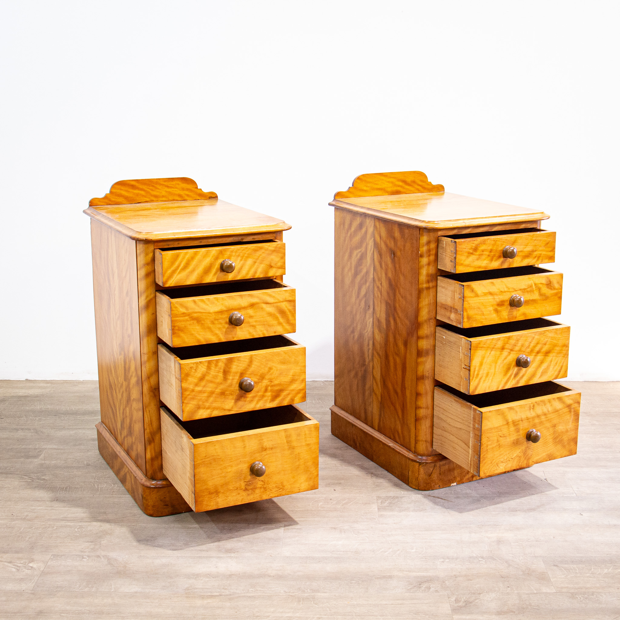 Pair of Deep Satin Birch Bedside Chests