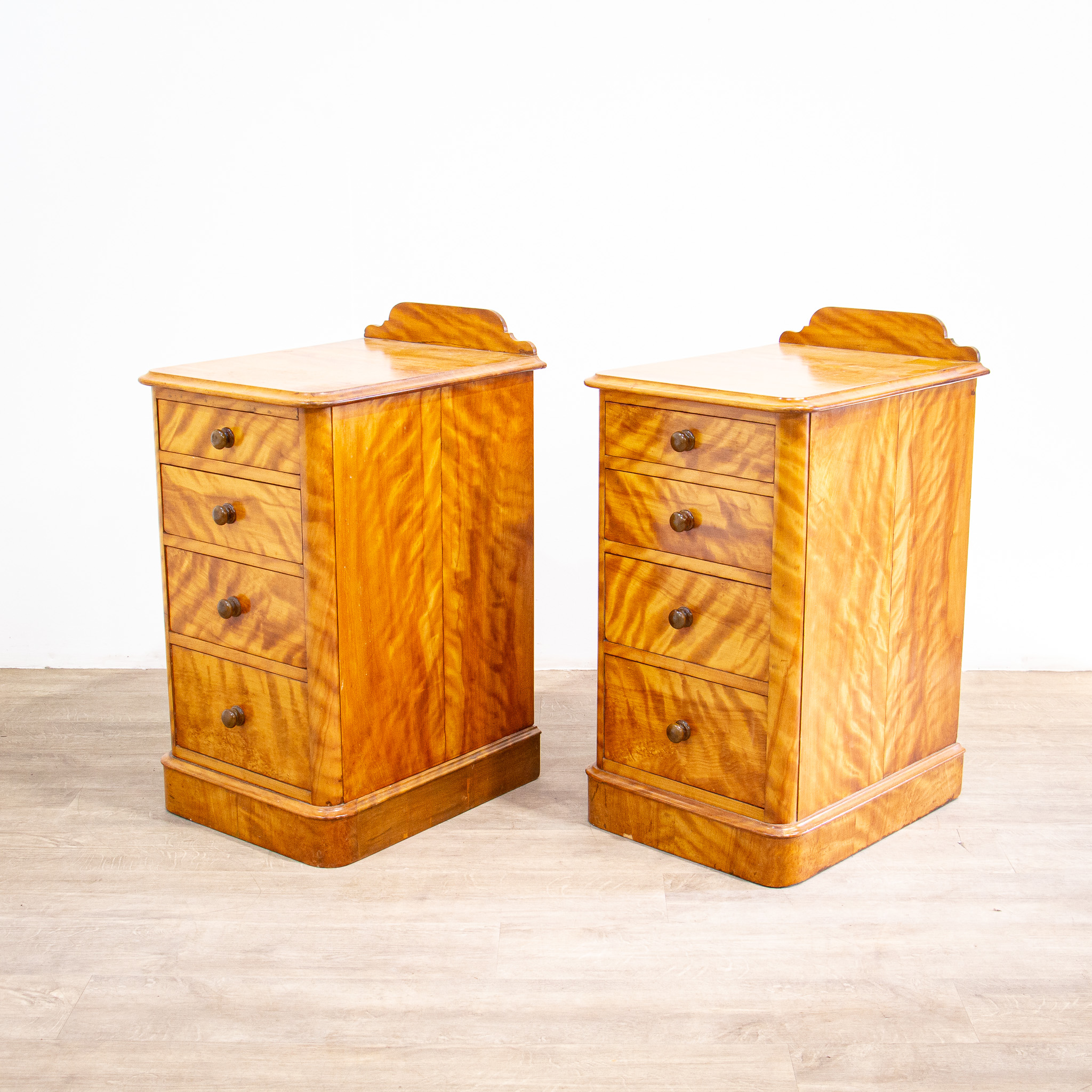 Pair of Deep Satin Birch Bedside Chests